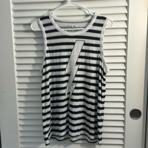 Chaser White/Black Stripe Lightning Bolt Tank - Large